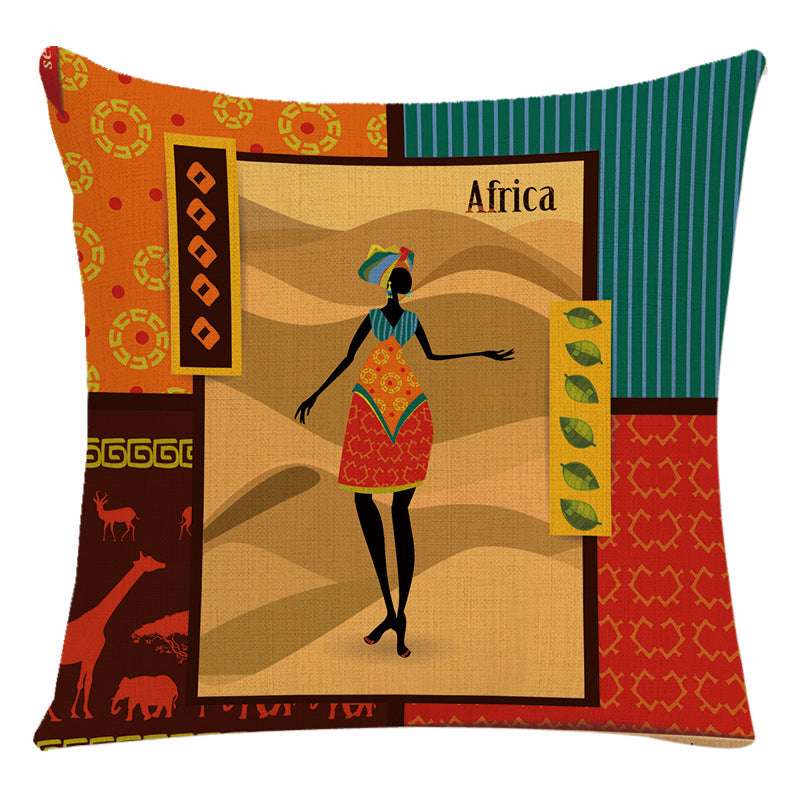 African Woman Bed Cushion Cover - Stylish National Design Pillow Cover