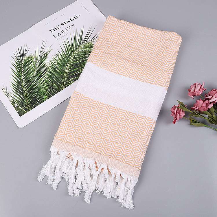 Handmade Tassel Turkish Beach Towel – Geometric Pattern Cotton Towel