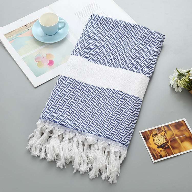 Handmade Tassel Turkish Beach Towel – Geometric Pattern Cotton Towel