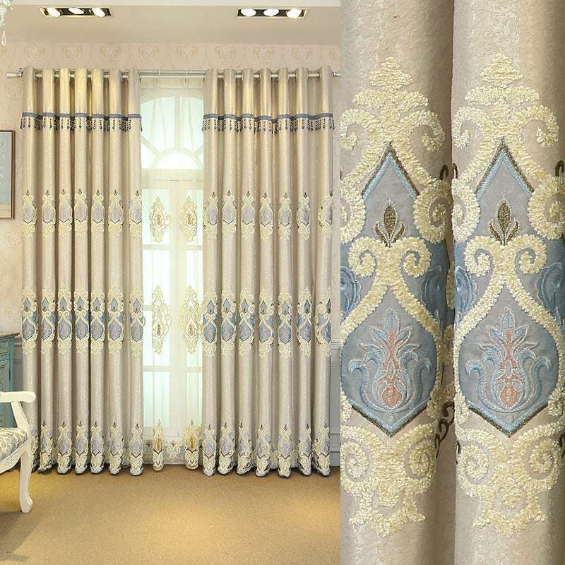 Crown European Embroidery Cloth Mesh Curtains – Modern Simple Living Room and  Bedroom