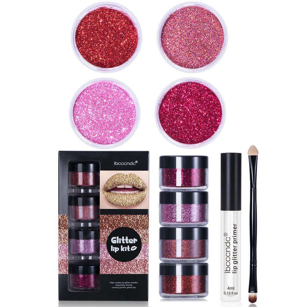 Glitter Lip Gloss Kit – Waterproof, Long-lasting Lipstick with Lip Primer and Lip Tint