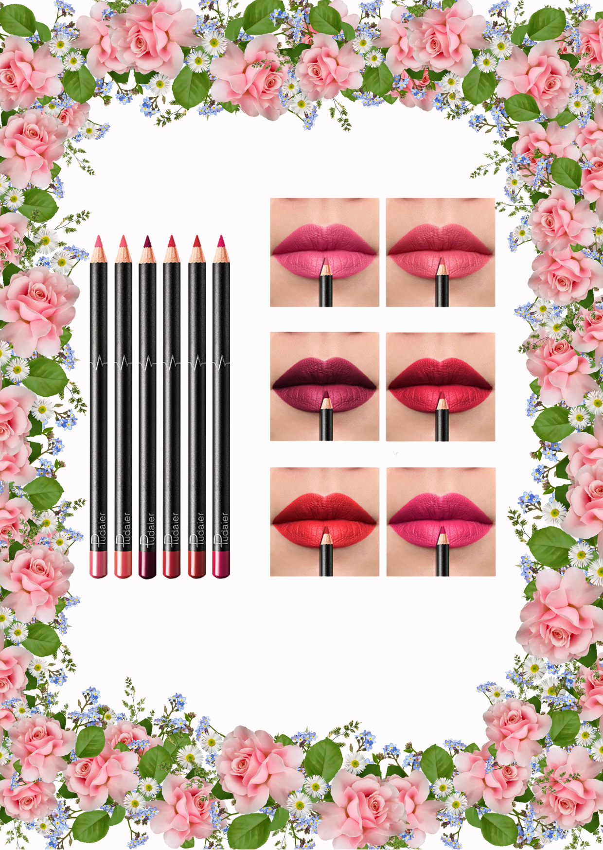 Lip Liner 36 Colors  – Waterproof and Smudge-Proof in Nude Shades - 6 Pack