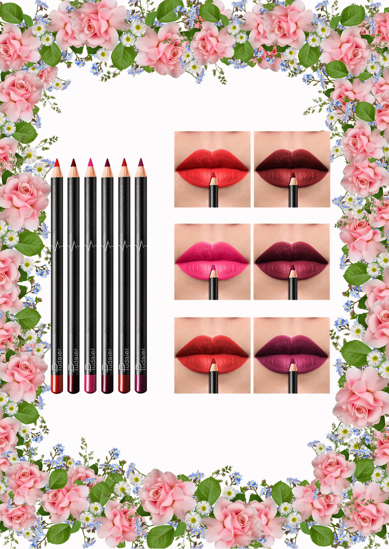 Lip Liner 36 Colors  – Waterproof and Smudge-Proof in Nude Shades - 6 Pack