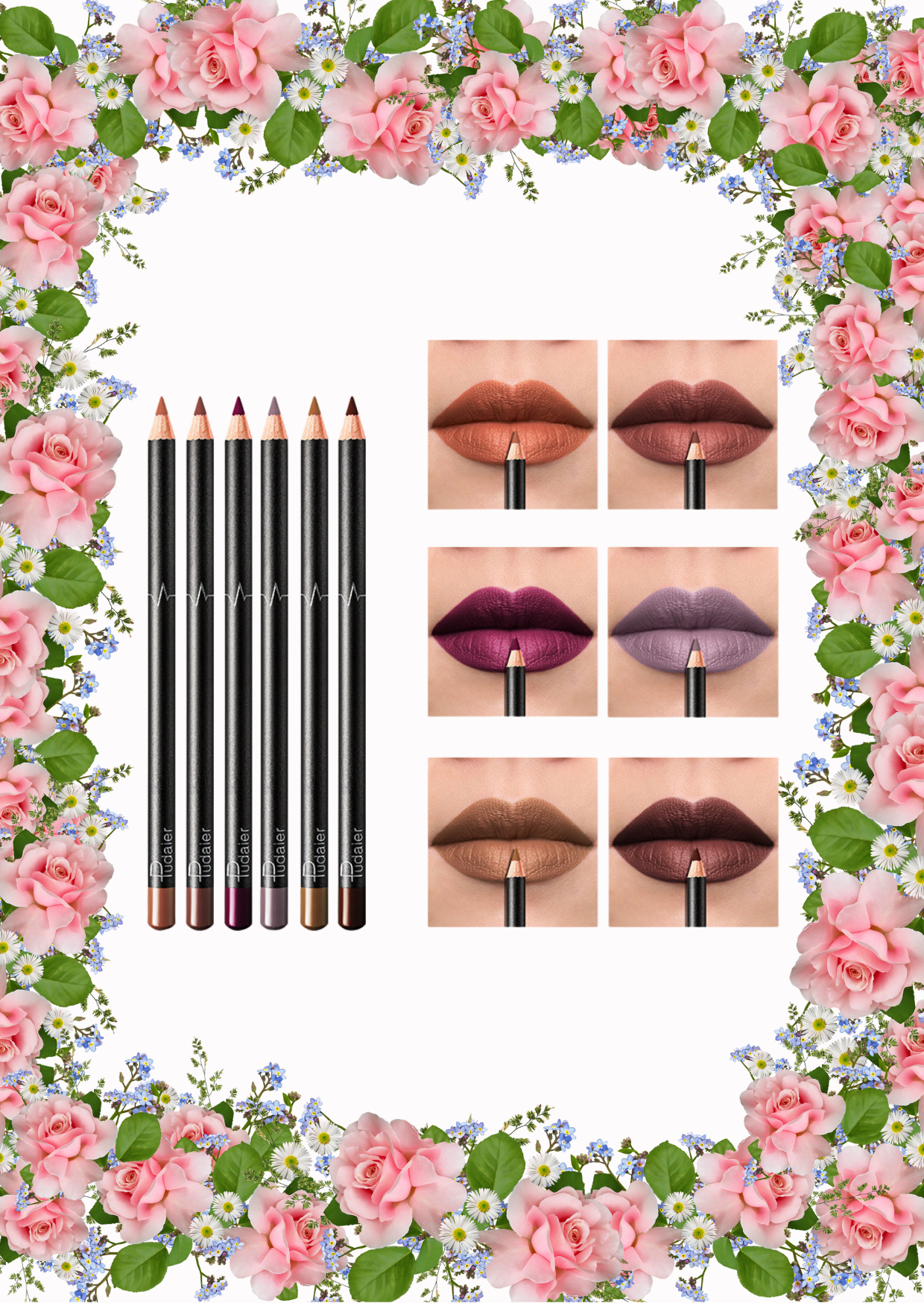 Lip Liner 36 Colors  – Waterproof and Smudge-Proof in Nude Shades - 6 Pack