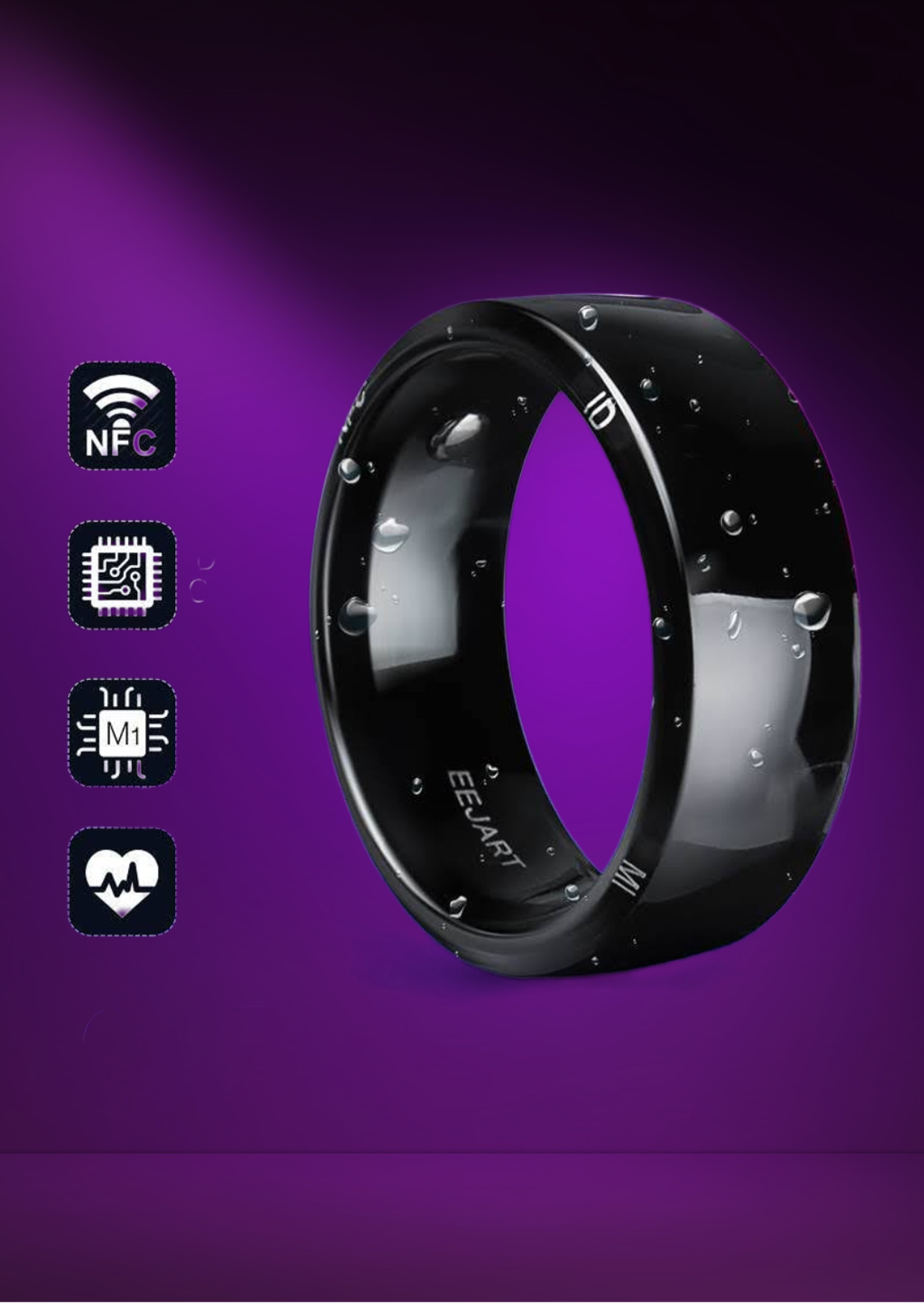 Multifunction Smart NFC Ring – Stylish Wearable with NFC, M1 Card, ID Card & Health Module