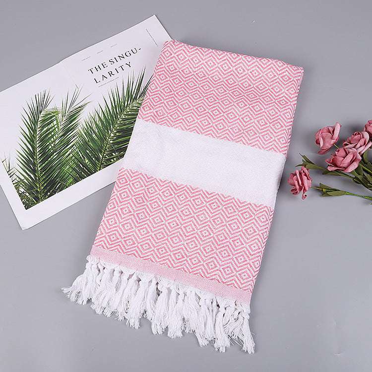 Handmade Tassel Turkish Beach Towel – Geometric Pattern Cotton Towel