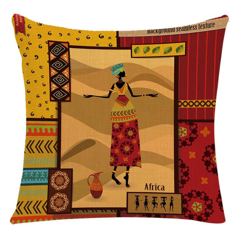 African Woman Bed Cushion Cover - Stylish National Design Pillow Cover