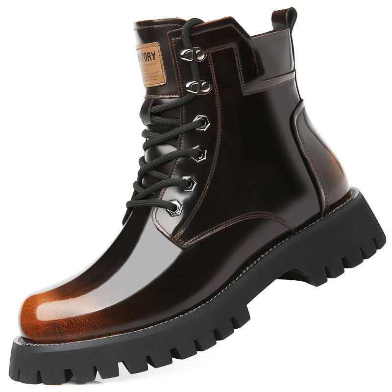 Herbst Winter Martin Stiefel Herren Plattform Mid-top aus echtem Leder