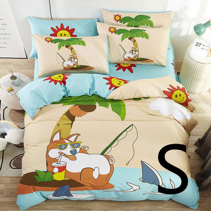 Cute Cartoon Children Bed Sheet & Quilt Cover Set – Fun and  Cozy Bedding for Kids