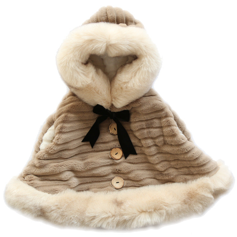 Girls Fashion Plush Warm Thickening Cloak – Stylish and Cozy Outerwear