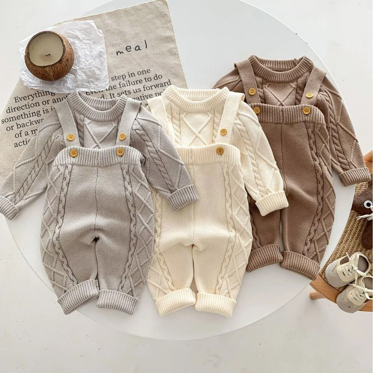 Baby Fall & Winter Twist Knit Sweater Jumpsuit – Comfortable & Stylish Cotton Outfit for Boys and Girls