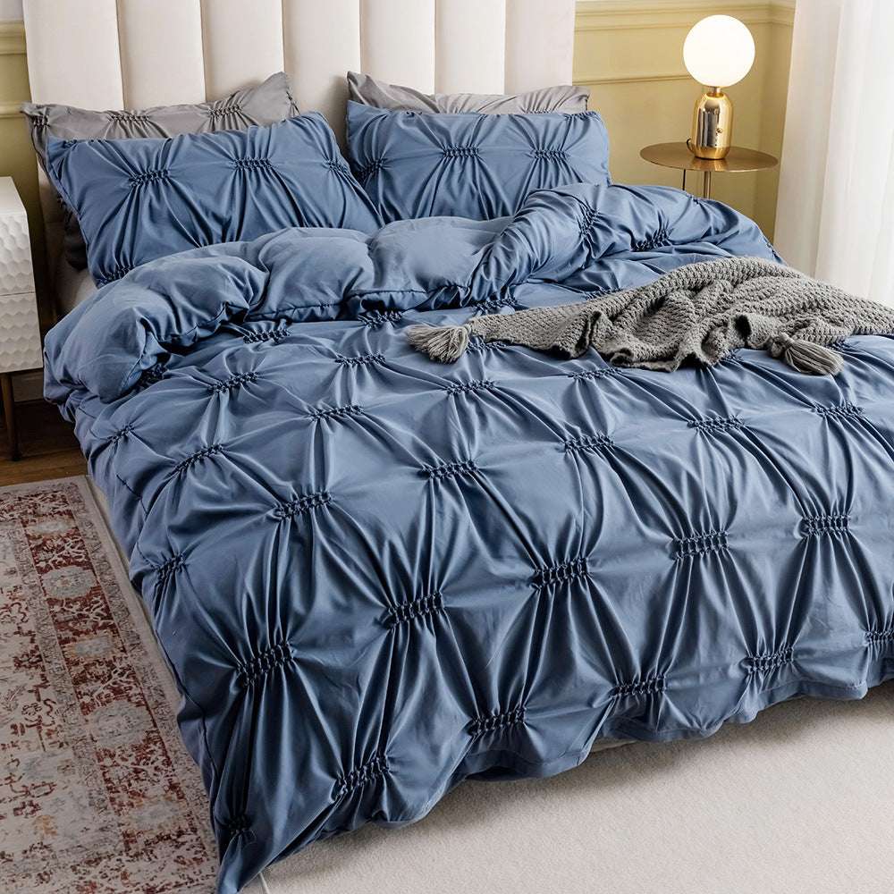 Craftsmanship Plain Solid Color Quilt Cover Pillowcase Bedding Set