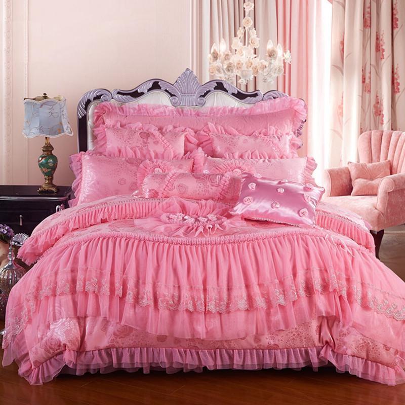 Wedding Four-Piece Lace Bedding Set | Cotton Satin Wedding Quilt Bedding