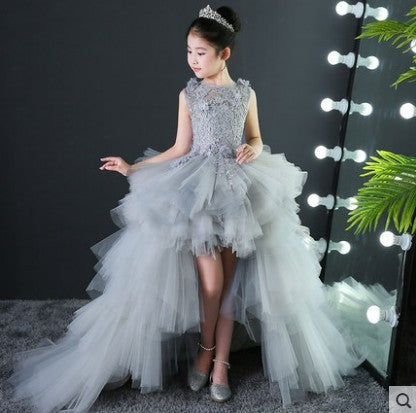 Princess Evening Dress for Girls with Removable Train – Perfect for Special Occasions