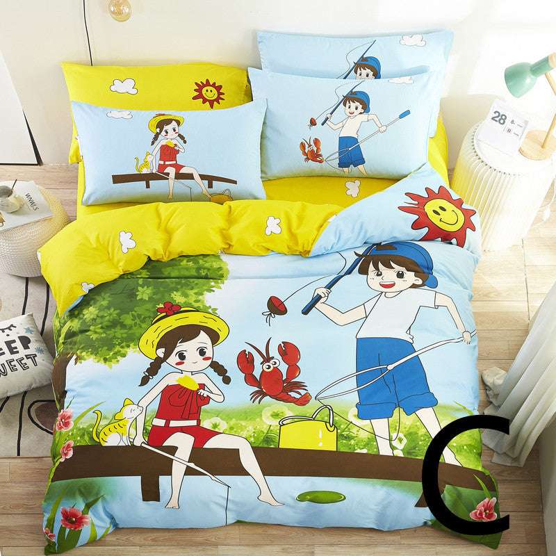 Cute Cartoon Children Bed Sheet & Quilt Cover Set – Fun and  Cozy Bedding for Kids