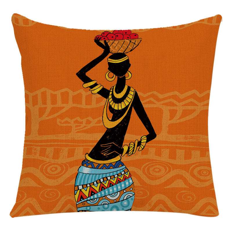 African Woman Bed Cushion Cover - Stylish National Design Pillow Cover