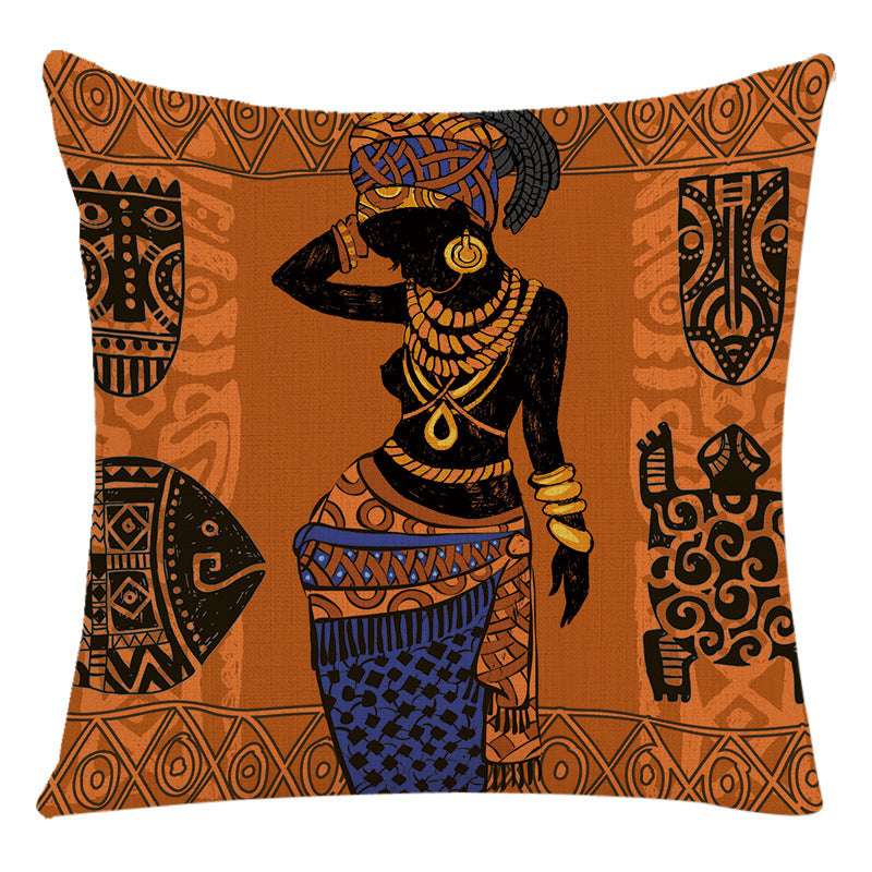 African Woman Bed Cushion Cover - Stylish National Design Pillow Cover