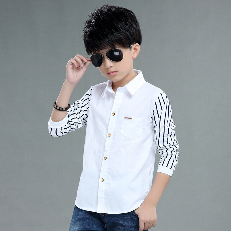 Long Sleeve Fall Casual Children's Striped Shirt – Comfortable & Stylish