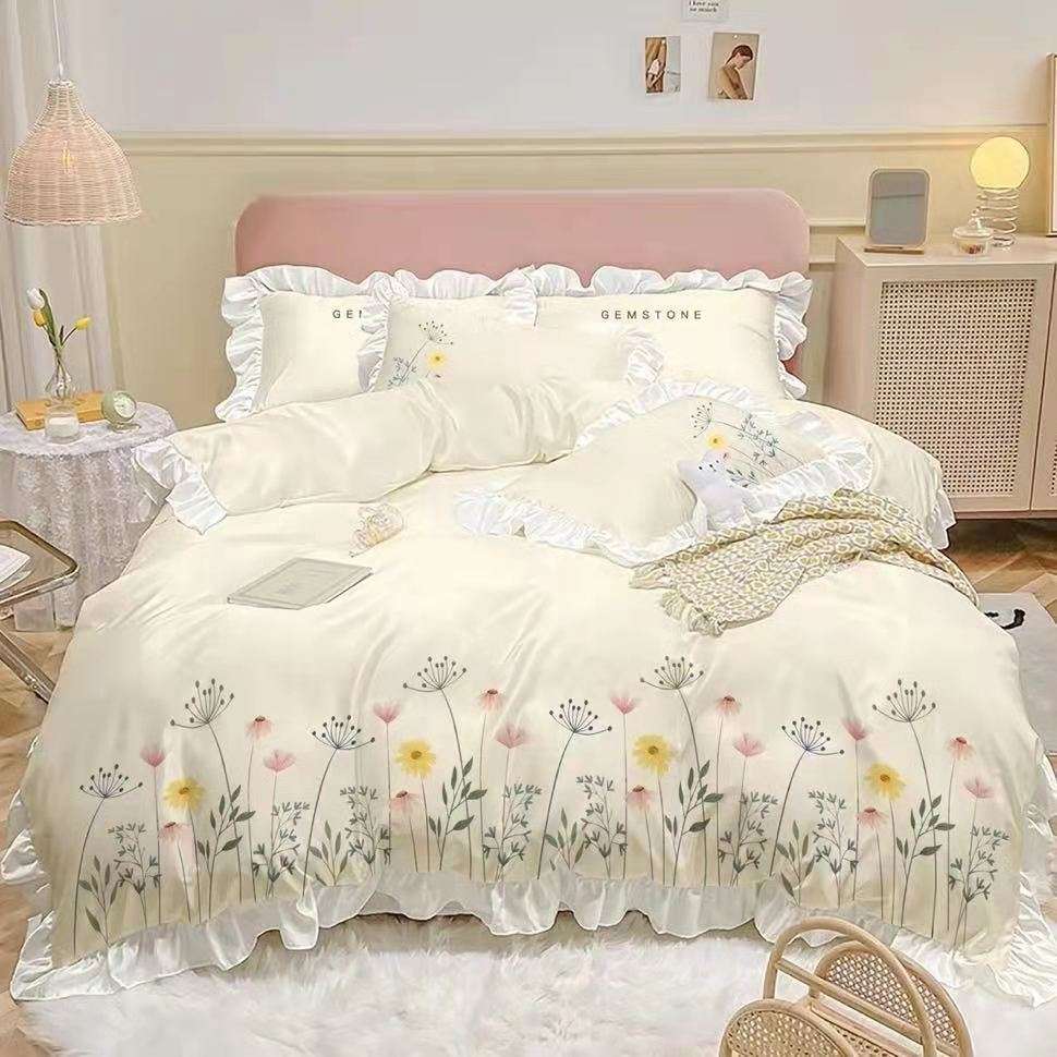 Deluxe Four-Piece Embroidered Washed Cotton Quilt Cover Set