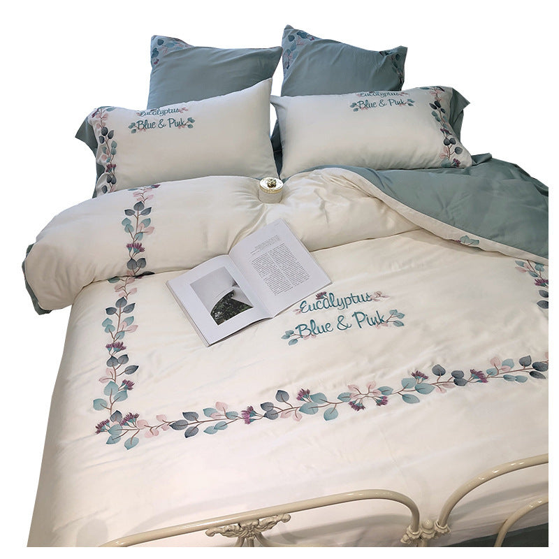 Silky Soft Embroidered Quilt Bedding Set | Luxurious Lyocell Fiber Bedding