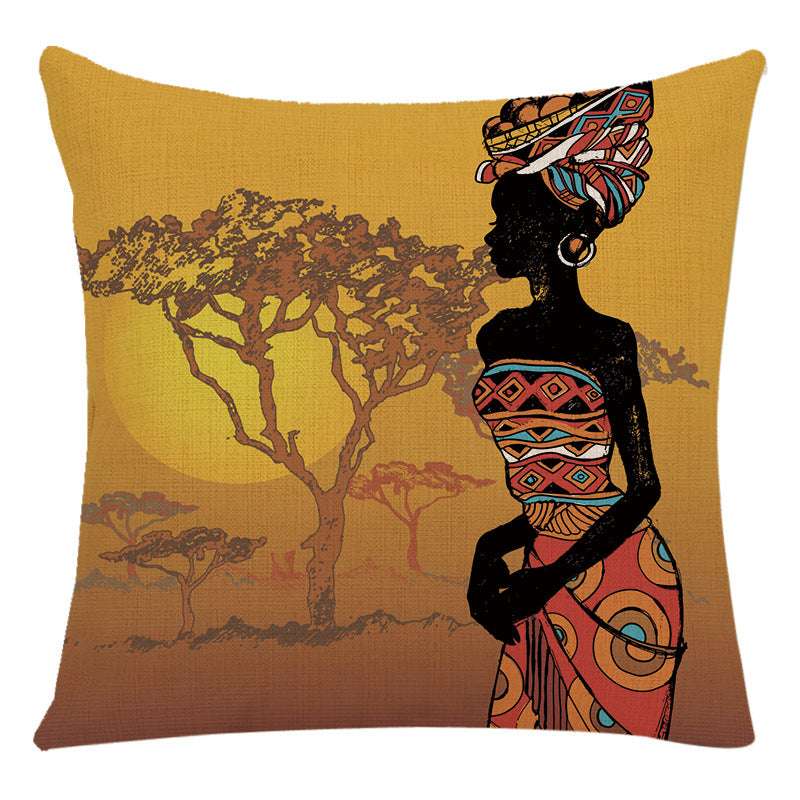 African Woman Bed Cushion Cover - Stylish National Design Pillow Cover