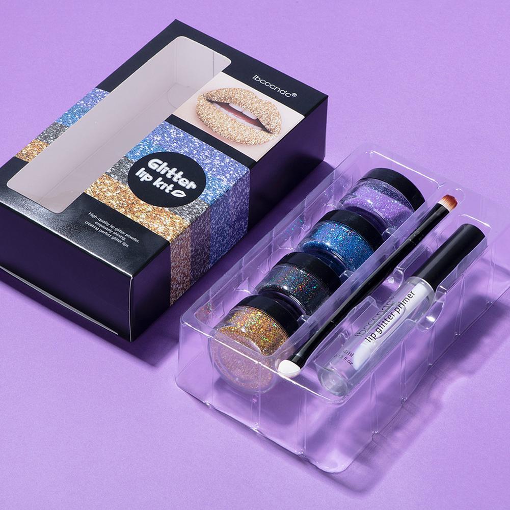 Glitter Lip Gloss Kit – Waterproof, Long-lasting Lipstick with Lip Primer and Lip Tint