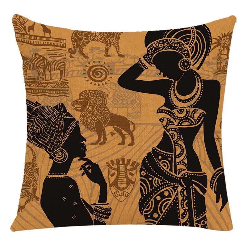 African Woman Bed Cushion Cover - Stylish National Design Pillow Cover