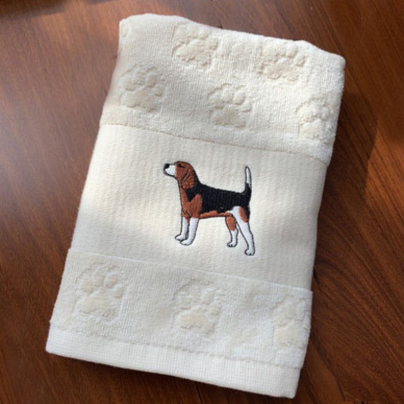 Dog Embroidery Water Absorbing Wash Towel – Pure Cotton