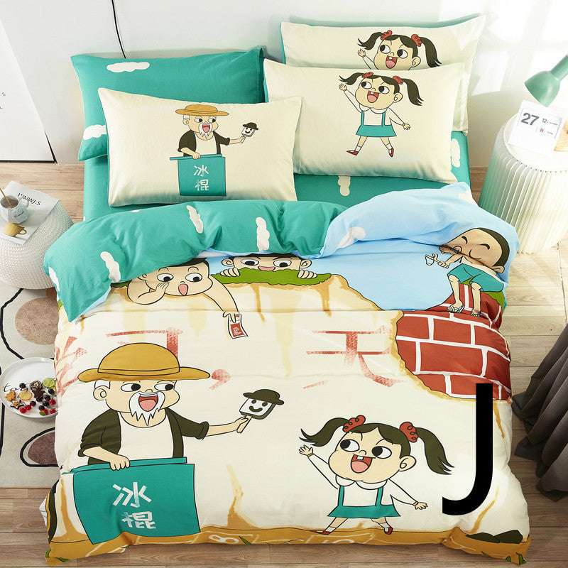 Cute Cartoon Children Bed Sheet & Quilt Cover Set – Fun and  Cozy Bedding for Kids